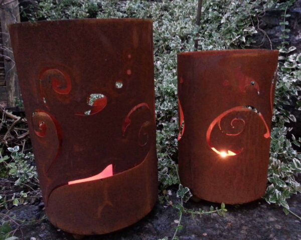 Metall Windlicht Rost Barock m. Boden H43