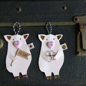 Glückwunsch-Geburtstags-Glück-SCHWEINchen Anhänger