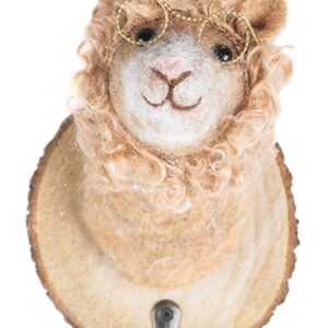Kleiderhaken Löwe mit Brille Holzscheibe