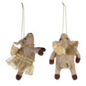 Anhänger Schwein, unzerbrechlich, 11 cm, braun - gold