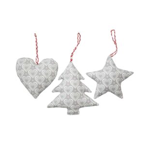 große Anhänger Herz, Baum, Stern -  grey ornament 3D, Baumwolle, 13 x 13 x 15 cm Krasilnikoff