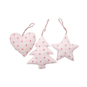 große Anhänger Herz, Baum, Stern -  pink ornament 3D, Baumwolle, 13 x 13 x 15 cm Krasilnikoff