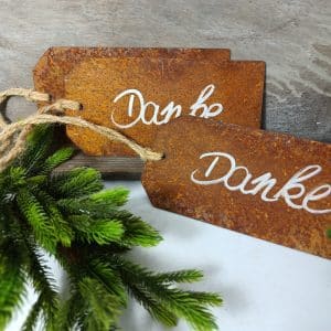 Rostige Spruchtafel / Anhänger, DANKE