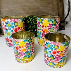 kleiner Teelichthalter/Windlicht "Blumen" Flower Power in 2 Größen bell arte